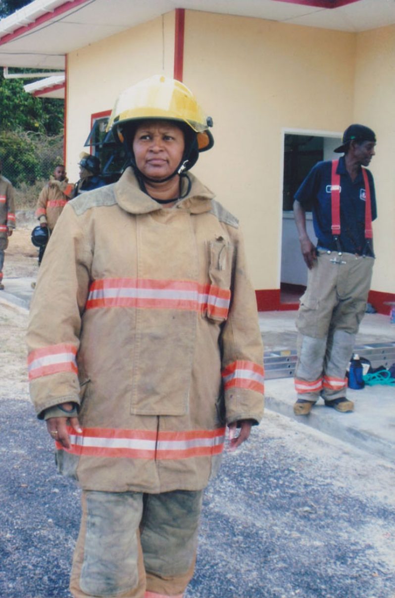 When duty calls! Ms. Carmel
Williams deep in thought after
returning from the scene of a fire