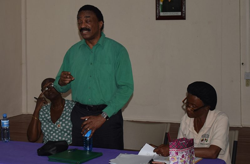 PNC Chairman Basil Williams addressing Region Five party members