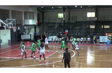 Brianna Williams shooting a 2 pointer for Guyana