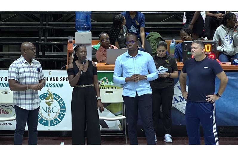 (Right to Left) Assistant Director of Sport Franklin
Wilson, DDL Brand Communications Manager Schemel Patrick,
Minister Steven Jacobs and GHB President Phillip Fernandes