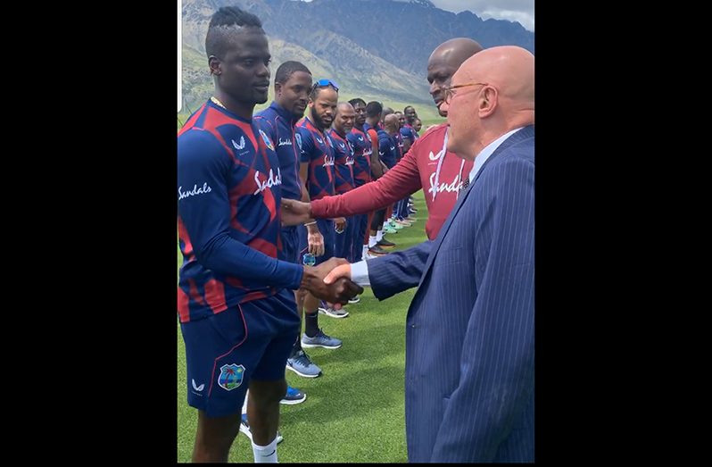Queenstown Lakes District Mayor, Jim Boult, during his meet-and-greet  with the Windies team upon their arrival at their new facility in New Zealand