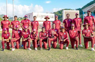 The West Indies Under-19 squad prior to departing for the tournament.