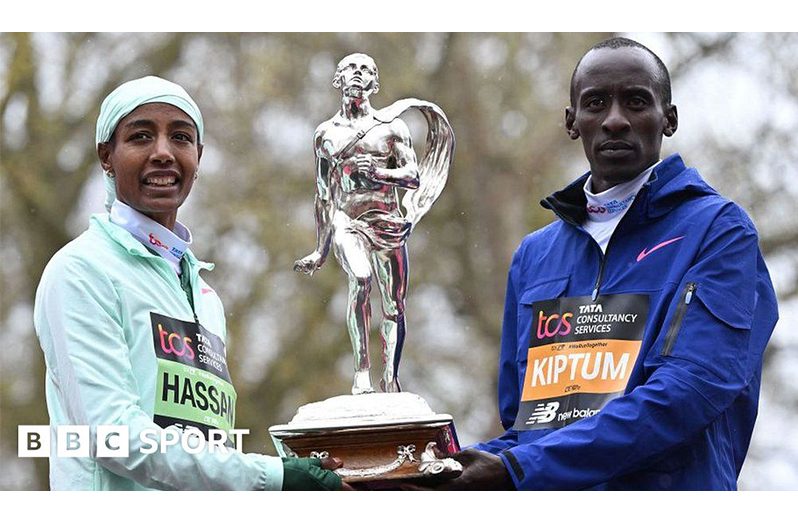 London Marthon winners :      Dutch runner   Sifan Hassan  and Kenya’s Kelvin Kiptum