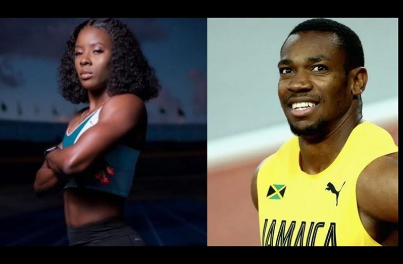 National 100 metres titles: From left: Shericka Jackson and Yohan Blake