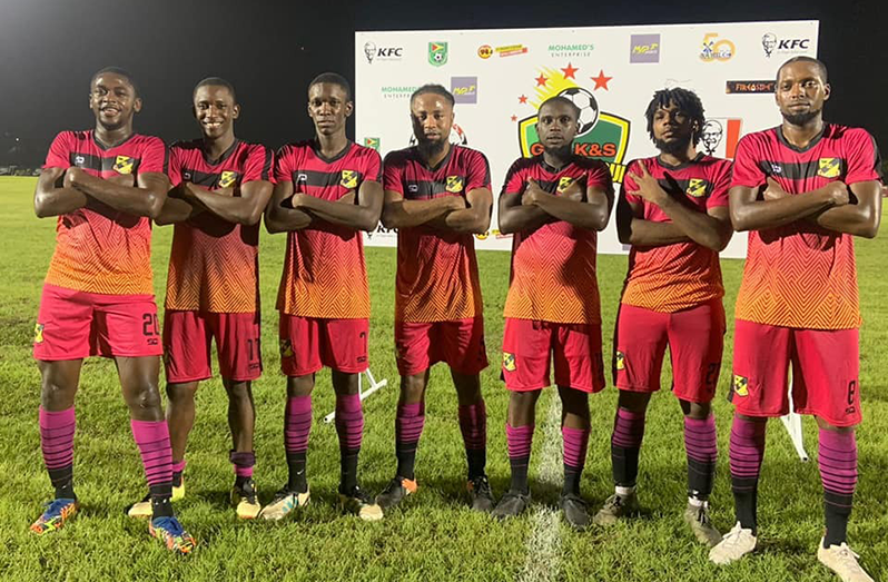 Goalscorers for UDFA, following their 9-0 demolition of Victoria Kings (Photos compliments of Franklin Wilson/Kaieteur News)
