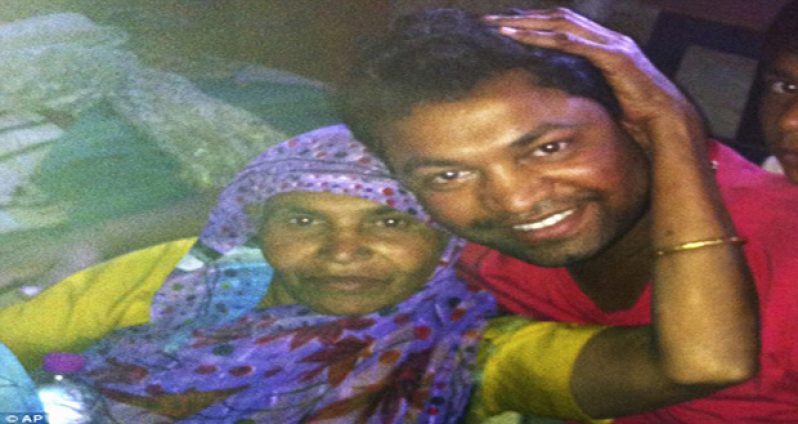 Magic moment: Mr Brierley pictured with his mother, Fatima Munshi, when they met for the first time in 25 years