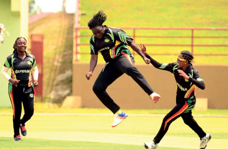 Captain Shemaine Campbelle was all pumped up after the Guyanese claimed another wicket.