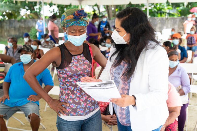 Minister of Human Services and Social Security, Dr. Vindhya Persaud during the outreach to Riverview on Friday