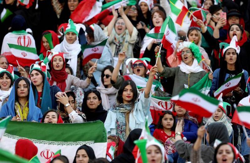 Iranian women attend Iran’s World Cup Asian qualifier against Cambodia. (Source: West Asia News Agency)