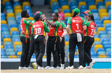 The Guyana Amazon Warriors women celebrate a wicket