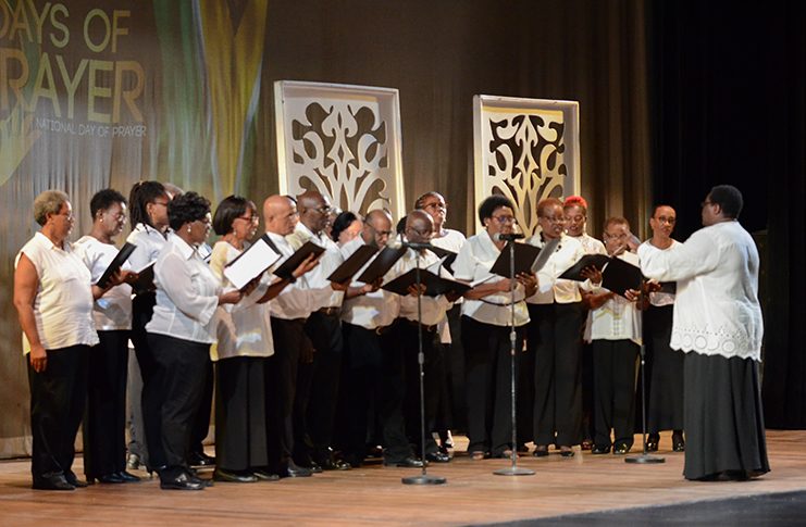 The `Woodside Choir’ during its excellent
rendition of two national songs. The choir
is celebrating 65 years as a group.