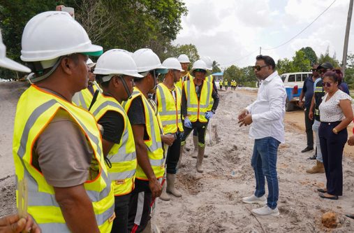 Some 30 residents of Waramuri, Region One, have secured employment on a one kilometre concrete road project that will improve access to and within the village