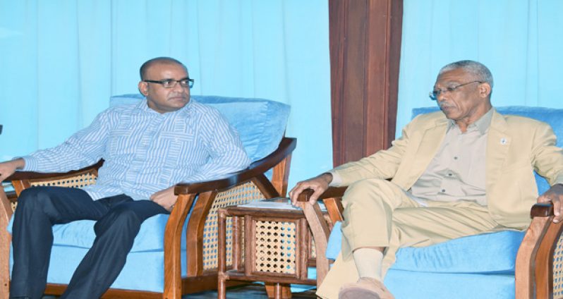 President David Granger (right) and Opposition Leader, Bharrat Jagdeo ]