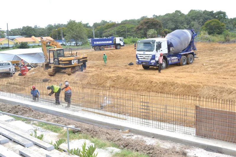 Works ongoing for the construction of a synthetic track at the Burnham Park