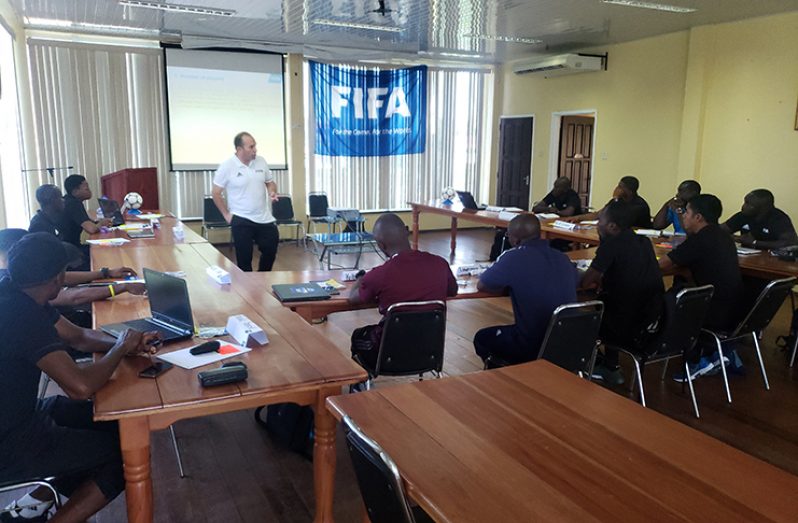 Futsal Referee Instructor Shane Butler during the opening of the five-day Futsal Workshop