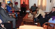 The World Bank officials interacting with Minister Manickchand during their visit