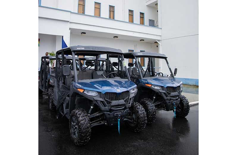The Ministry distributed approximately 13 all-terrain vehicles (ATVs), four utility vehicles (XUVs), and seven motorcycles to hinterland communities