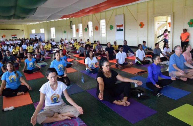 Guyanese and members of the diplomatic corps turned out in their numbers to observe International Yoga Day back in 2018