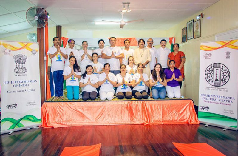 Members of the High Commission of India in Guyana and the Swami Vivekananda Cultural Centre (SVCC) who assisted in live demonstrations
