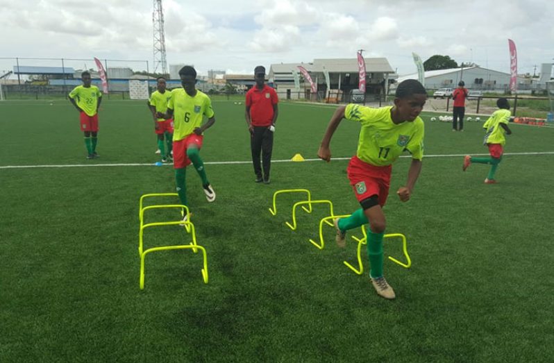 U-15 boys going through a fitness regimen in preparation for the upcoming tournament