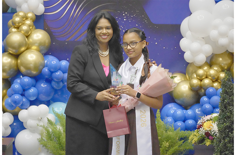 Yasira Mohamed of Aurora Primary School, who received the award for the best narrative in the English Language assessment at the 2026 National Grade Six Assessment (NGSA)
