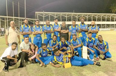 The winning Young Warriors Cricket Club players pose with the Chintamani family.