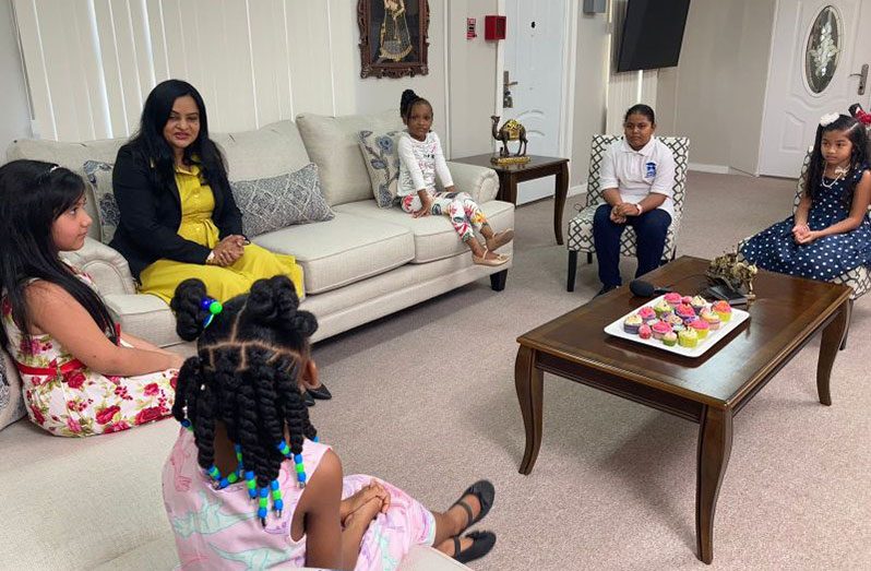 Human Services and Social Security Minister, Dr. Vindhya Persaud, interacting with several young ladies on issues they face. The interaction was held at the ministry’s headquarters (DPI photo)