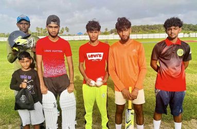 Blairmont Cricket Club youngsters pose with their gear.