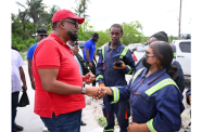 President, Dr Mohamed Irfaan Ali interacts with a group of young trainees