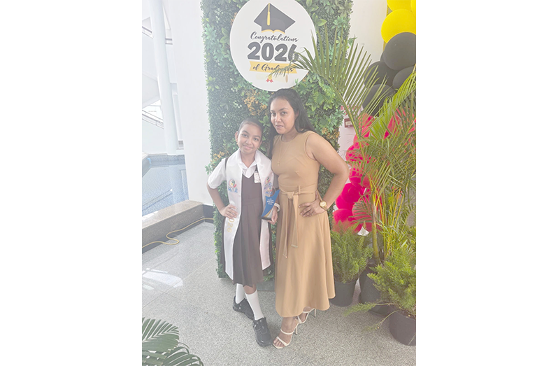Zaida Gonzalez of Suddie Primary and her mother, Dr Khilauti Dass