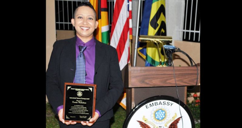 Zenita Nicholson when she accepted the Woman of Courage Award last year