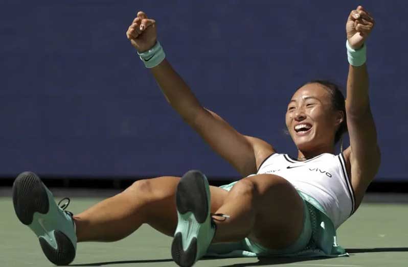 Zheng Qinwen has matched her best ever performance at the US Open by reaching the quarter-finals