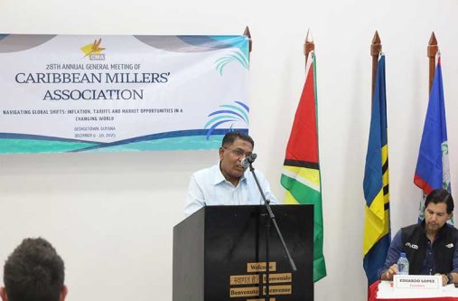 Agriculture Minister Zulfikar Mustapha speaking at the 28th General Annual Meeting of the Caribbean Millers Association