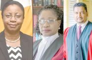 a9f375cb-6361-4d11-b584-3d147b0dc92a From left: Acting Chancellor Justice Roxane George-Wiltshire, outgoing
Chancellor Justice Yonette Cummings-Edwards, and Acting Chief Justice
Justice Navindra Singh