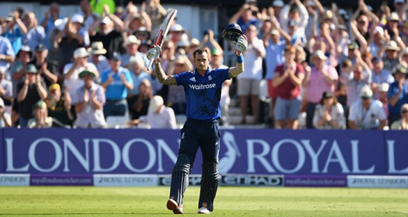 Alex Hales brings up three figures from 83 balls and goes on to be dismissed for 171. (Getty Images)