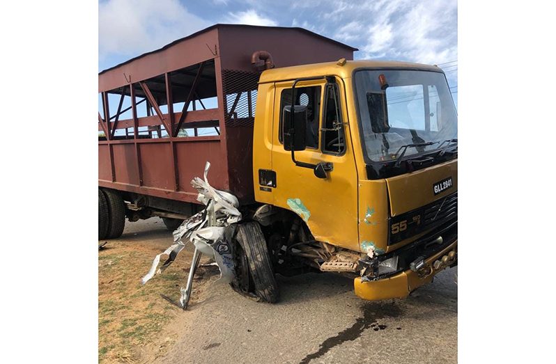 The motor lorry that was involved in the accident with the police pickup (GPF photo)