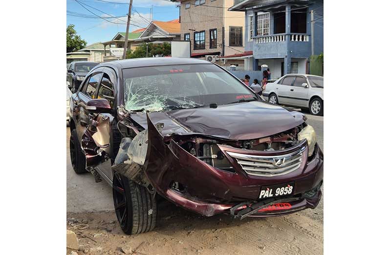The vehicles involved in the accident in Kitty which caused damage to GPL’s infrastructure, resulting in a service interruption in the area (GPL photos)