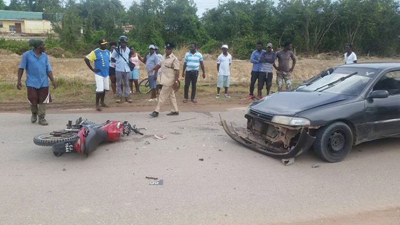 Police and residents at the accident scene