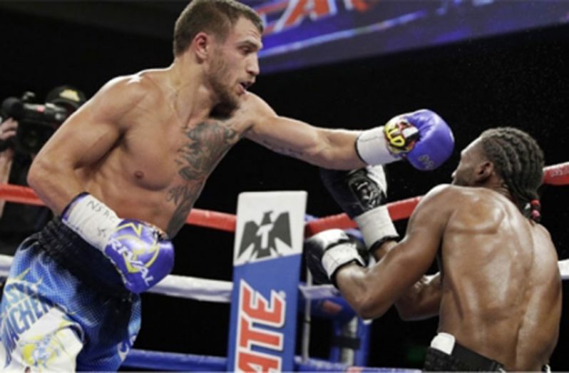 Part of the action in the Nicholas Walters and  Vasyl Lomachenko fight