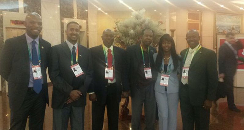 AIBA congress in South Korea: From right are Ralph James of Grenada; Ann Marie Byrd of The  Cayman Islands; Alvin Sergeant of Bahamas; Steve Ninvalle of Guyana;Marco Dupersoy of Aruba; and Stephen Jones of Jamaica