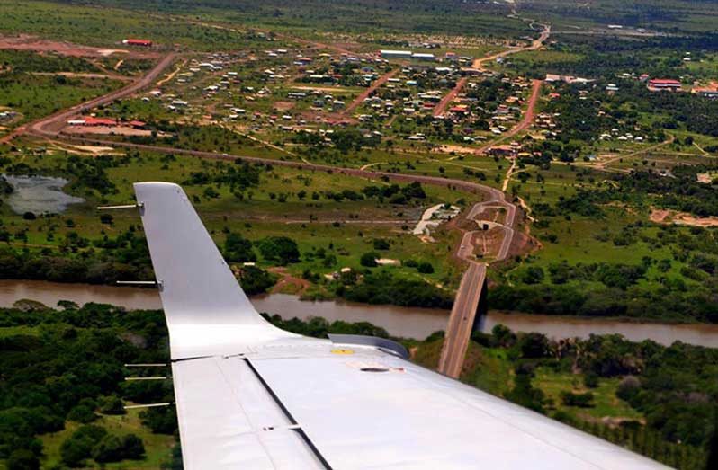 The view from an aircraft preparing to land in Lethem, Region Nine (Guyana Chronicle Archive)