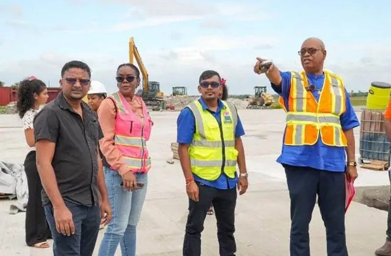 Minister of Public Works, Bishop Juan Edghill inspects ongoing upgrades to the Cheddi Jagan International Airport