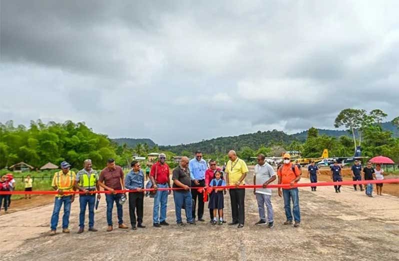 The ribbon-cutting ceremony to commission the new Paruima Airstrip in Region Seven
