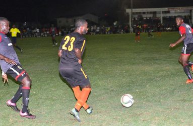 Part of GFF’s Stag Beer Elite League match between Alpha United and leaders Slingerz at the GDF ground on Tuesday night. The game ended 1-1.