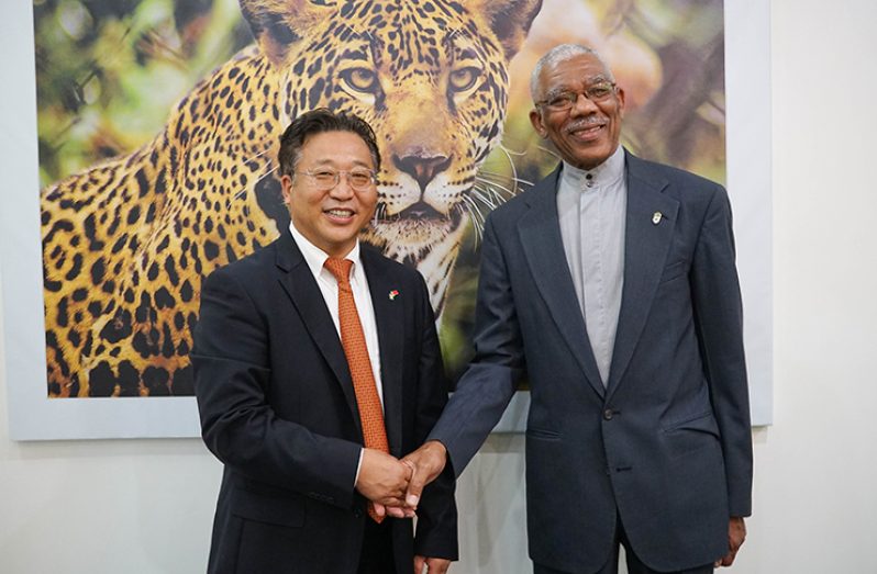President David Granger and China’s Ambassador to Guyana, Mr. Cui Jianchun