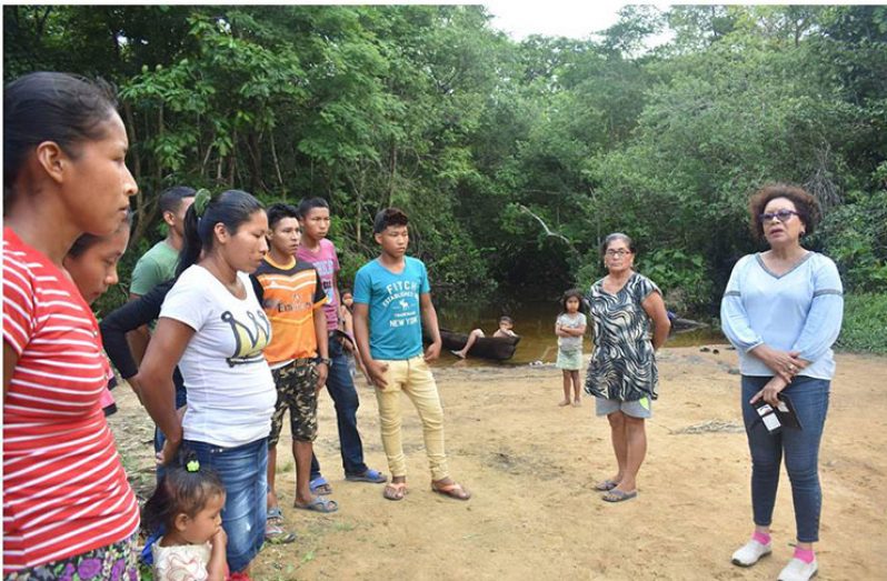 Minister within the Ministry of Indigenous People’s Affairs, Valerie Garrido-Lowe engaging youth of Haimaruni