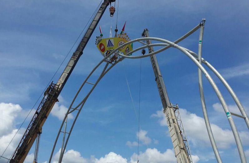 The new arch installed in Linden