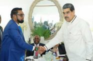 Presidents Dr. Irfaan Ali and Nicolás Maduro in St. Vincent and the Grenadines