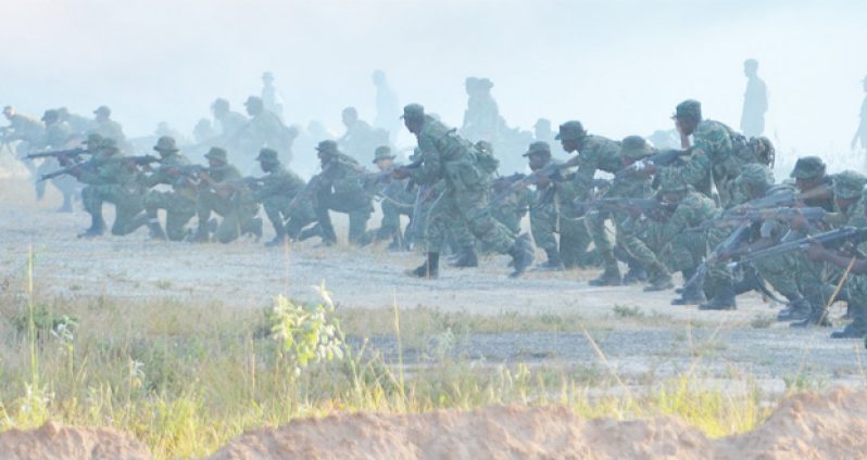 Soldiers in a recent military exercise at Bartica