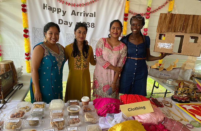 Indian delicacies, clothing and other items on display